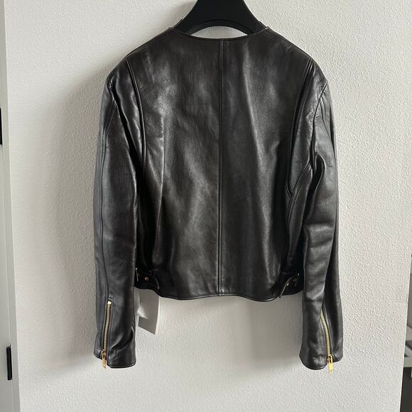 Celine Pure Collar Jacket with Snap Buttons in Soft Lambskin  Size 34 New - Picture 12 of 13